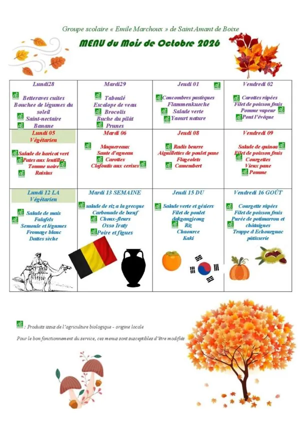 Image du document MENU du mois de Octobre 2026