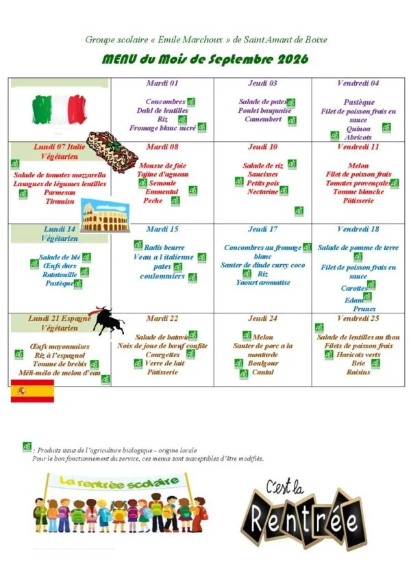 Image du document MENU du mois de Septembre 2026